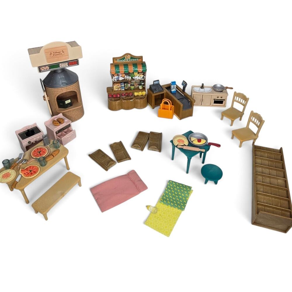Sylvanian Families Calico Critters Pizza Shop Pizzeria Grocery Store Food Corner